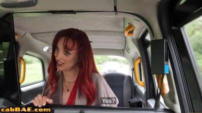 Redhead horny babe rides taxi driver in his car outdoor - hotmovs.com