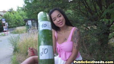 Tattooed perv public slut fucked outdoors in doggystyle - hotmovs.com